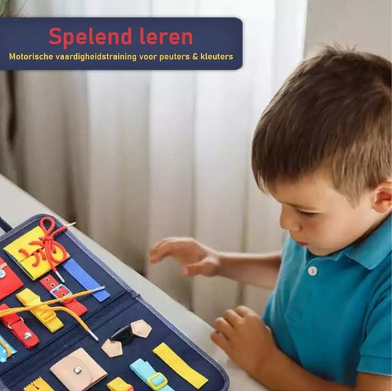 Thumbnail van een extra afbeelding van het spel EverGoods - Montessori Speelgoed - Busy Board - Montessori - Activiteitenbord - Motoriek Speelgoed - Kinderspeelgoed - Peuter/Kleuter - Bordspel Voor Kinderen