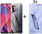 Hoesje Geschikt voor: Oppo A54 5G / A74 5G / A93 5G Silicone Transparant + 3X Tempered Glass Screenprotector - ZT Accessoires
