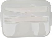Lunch box avec Couverts BRANDO - Corbeille à pain - Wit - Plastique - 22 x 7 x 16 cm