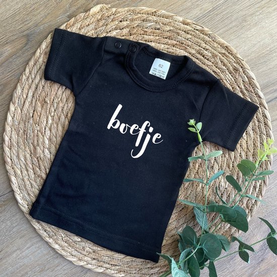 Baby t-shirt - Boefje - Zwart - Maat 80 - Baby Boy - Jongen - Cadeau - Dreumes - Babykleding - Korte mouw