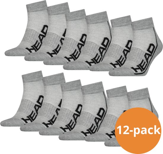 HEAD Quarter Socks Performance - 12 paires de chaussettes de sport - Grijs - Unisexe - Taille 35/38