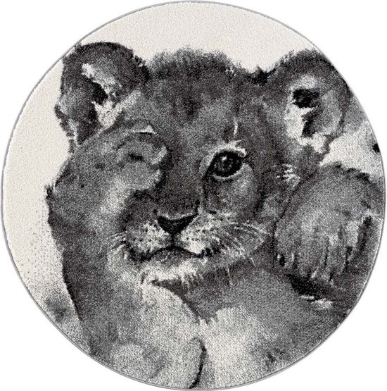 Tapis Abri Tapis Chambre Enfant Savane Bébé Lion Grijs - 120x120 CM | bol