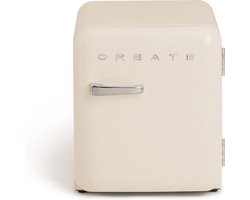 CREATE - Koelkast in retrostijl - Gebroken wit - Handvat Zilver - FRIDGE RETRO 48L