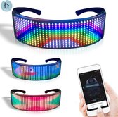 Led Bril Festival- Led Bril Party Programmeerbaar - Rave Bril Bluetooth - Eigen Foto’s - Muziekgevoelig - Halloween - 700 mAh