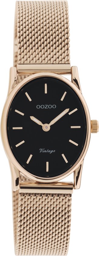 OOZOO Vintage series - rosé goudkleurige horloge met rosé goudkleurige metalen mesh armband - C20260