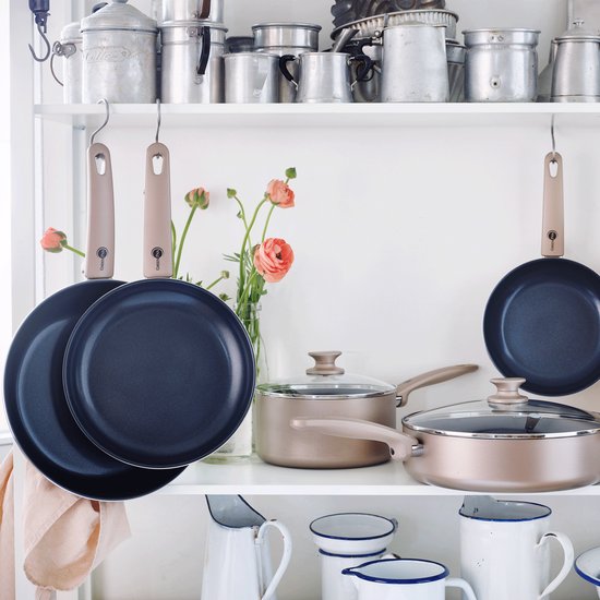 GreenPan Cambridge Koekenpan 28cm - PFAS-vrije antikleeflaag – Koekenpan inductie - Keramische koekenpan – Ovenbestendig tot 160°C – Koudgrepen - Brons