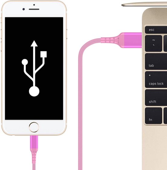 Lot 15 Câbles USB-A Vers Lightning MFi 1,20 M - Rose - Neufs