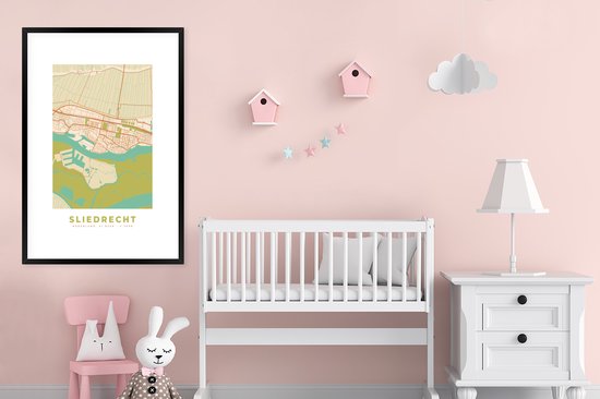 Cadre photo avec affiche - Carte - Plan d'étage - Sliedrecht - 80x120 cm - Cadre pour affiche - Plan de la ville