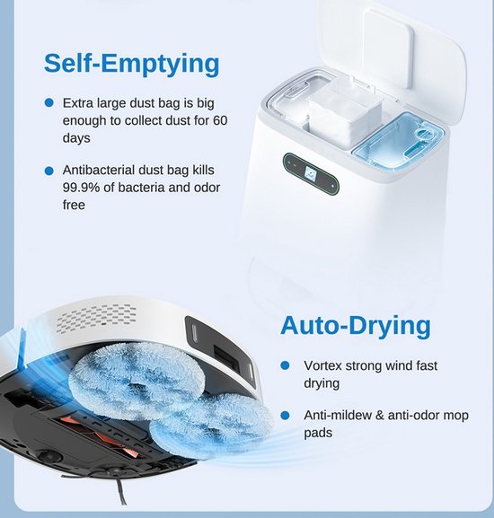 ROIDMI EVA - Robotstofzuiger - Dweilrobot - Wit