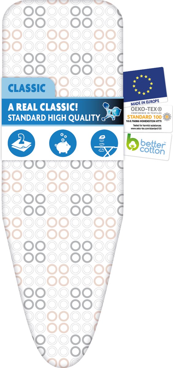 LaundrySpecialist Bügelbrettbezug Classic - 2-lagig Mit Schaum Für Dampfbügeln