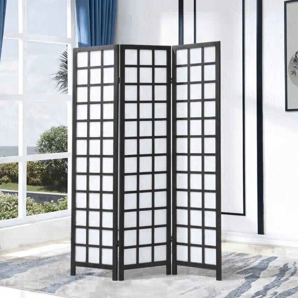Fine Asianliving Japans Kamerscherm Shoji B135xH180cm Scheidingswand Zwart - Nara