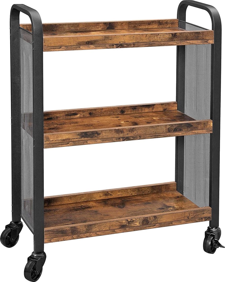 Keukentrolley - op wieltjes - 66x26x85/77 cm - industrieel