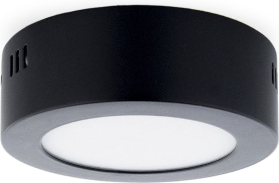 Groenovatie Panneau LED Plafonnier 6W - Rond - ⌀ 12 cm - Montage en Opbouw - Zwart