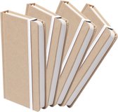 Set van 4x stuks luxe schriften/notitieboekje wit met elastiek A5 formaat - blanco paginas - opschrijfboekjes - 100 paginas