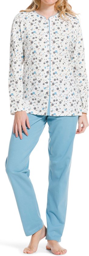 Pastunette dames pyjama Snow Dots - Light Blue - 52 - Creme