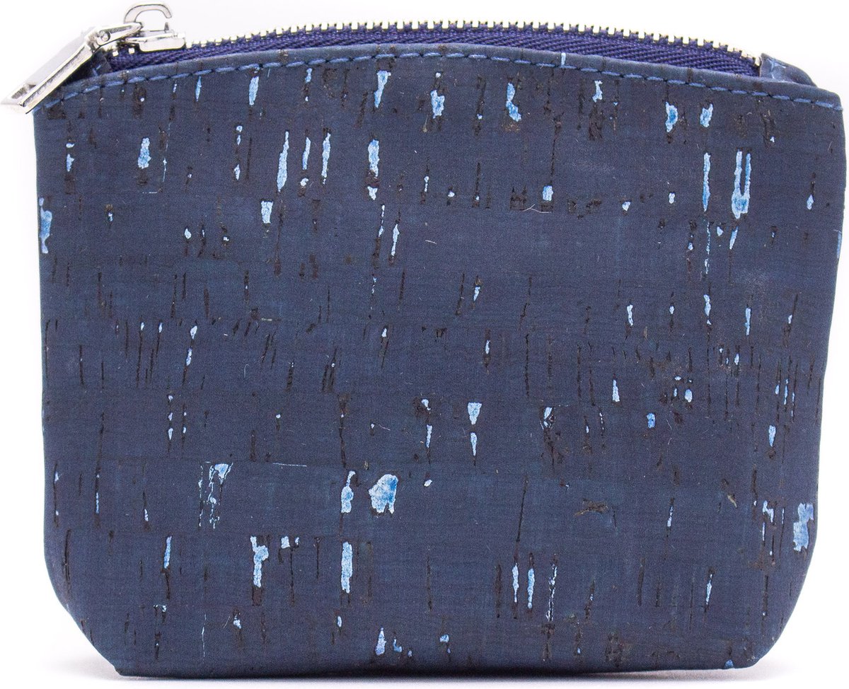 green-goose® Kurk Kleingeld Portemonnee | 11.5x9x3.5 cm | Blauw Spikkel | Vegan | Peta Approved | 100% Natuurlijk Kurk | Duurzaam | Biologisch Afbreekbaar