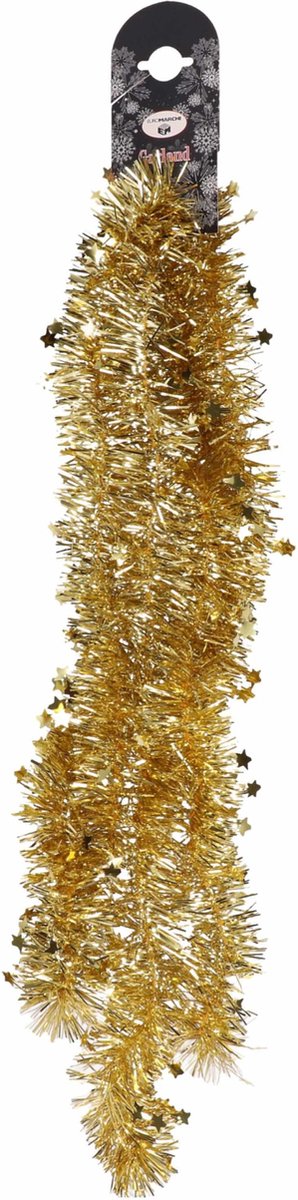 Gouden folie slinger met sterren 200 cm - 2x - Kerstslingers - Kerstboomversiering - Feestelijke decoratie – foto 2