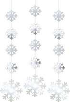 Set van 3x stuks zilveren sneeuwvlok hangdecoratie 140 cm van karton - Winterse decoratie - Kerstversiering