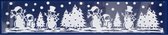 1x stuks velletjes kerst raamstickers sneeuw landschap 58,5 cm - Raamversiering/raamdecoratie stickers kerstversiering