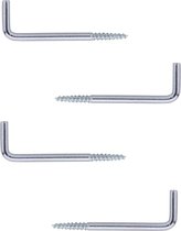 8x Vis pouces / crochets à vis acier galvanisé avec filetage bois - L6 x H2 cm - crochets de suspension / quincaillerie