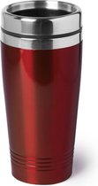 Warmhoudbeker/warm houd beker metallic rood 450 ml - RVS Isoleerbeker/thermosbekers reisbekers voor onderweg
