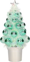 Mini kunst kerstboompje mint groen met kerstballen 19 cm - Kerstversiering - Kunstboompje
