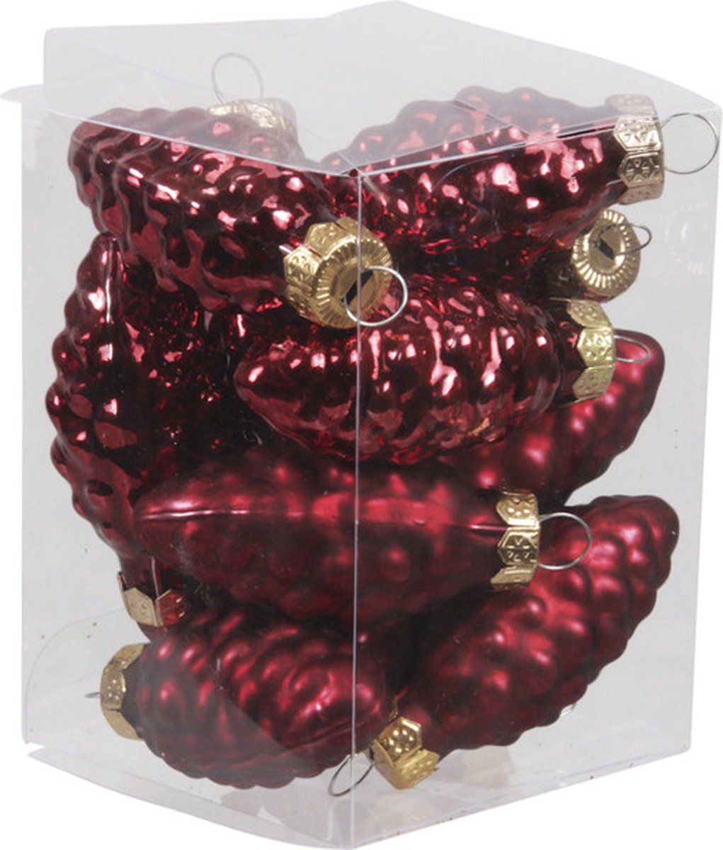 Decoris kunststof kerstballen - 25x stuks - 8 cm -donkerrood | Leen Bakker
