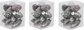 36x Dennenappel kersthangers/kerstballen titanium grijs van glas - 6 cm - mat/glans - Kerstboomversiering