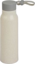 Glazen waterfles/drinkfles beige coating met kunststof schroefdop 300 ml - Sportfles - Bidon