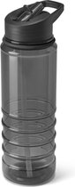 Gourde plastique/bidon noir transparent avec paille 650 ml - Gourde de sport - Bidon