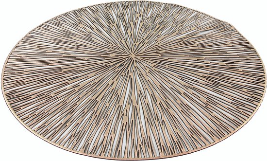 10x pièces Sets de table ronds dorés poinçonnés 38 cm - Décoration de table - Assiettes nattes en plastique