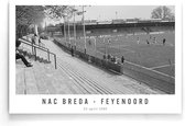 Walljar - Poster Feyenoord - Voetbal - Amsterdam - Eredivisie - Zwart wit - NAC Breda - Feyenoord '80 - 20 x 30 cm - Zwart wit poster