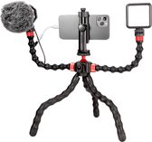Ulanzi Octopus Vlog Kit - Flexibel statief - Telefoonhouder - microfoon & lamp - 13,5cm hoog - LED - Zwart/Rood