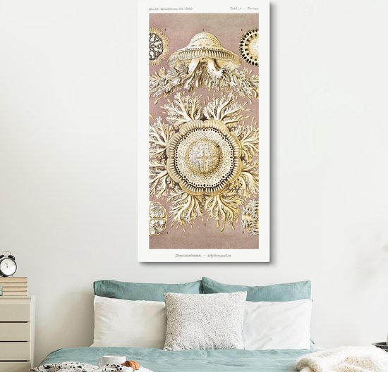 Toile - Ernst Haeckel - Art - Méduse - Maîtres anciens - Animalier - Peintures salon - Décoration murale Décoration murale - Peinture sur toile - Or - 80x160 cm
