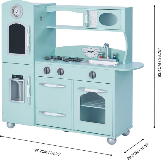 Teamson Kids Retro Houten Speelkeuken - Kinderspeelgoed - Rollenspel Speelgoed - Mintgroen van Teamson Kids — afbeelding 5