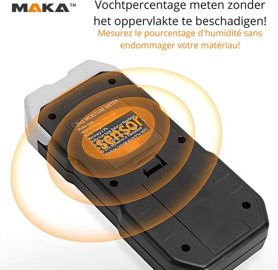MAKA 2 in 1 digitale vochtmeter - Voor hout en bouwmaterialen