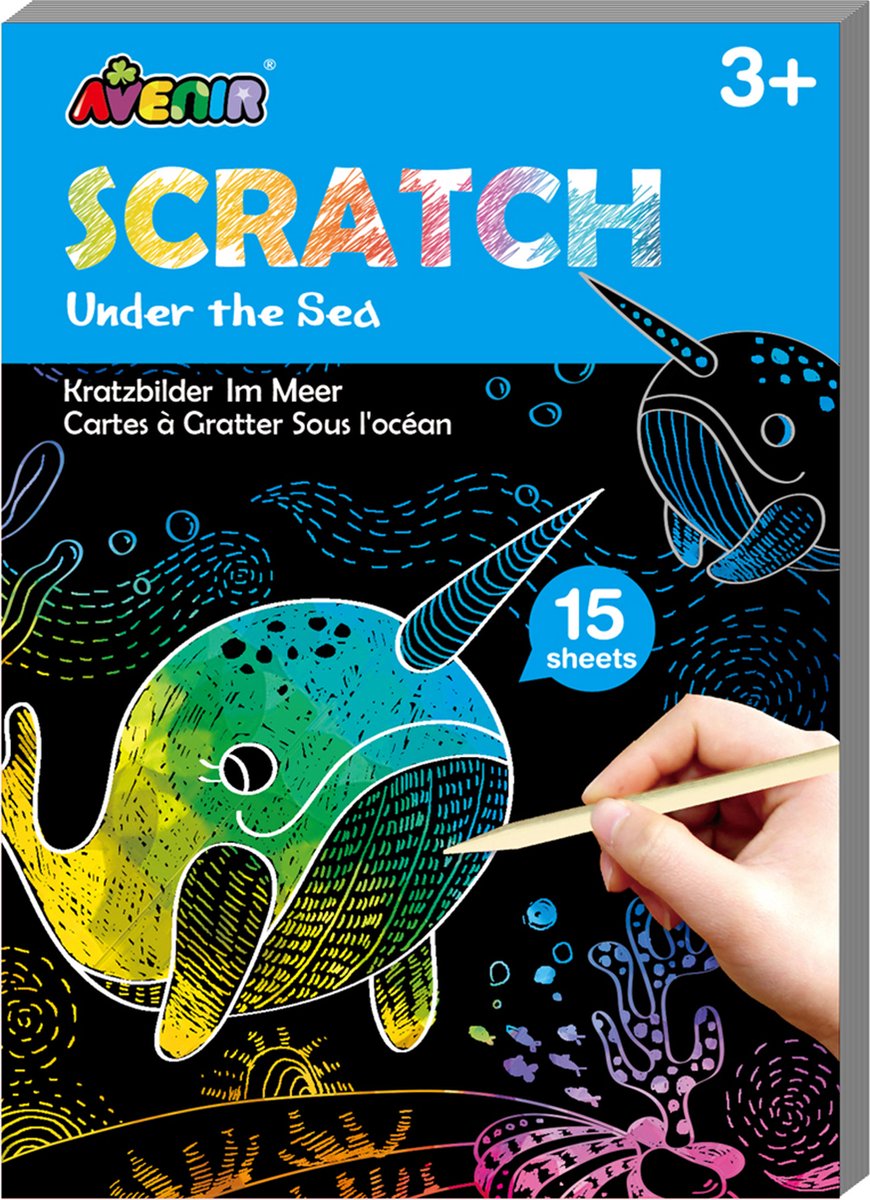 AVENIR Scratch Art Boek Mini A6 - Diep In De Zee - 15 Pagina'S - 3 Jaar