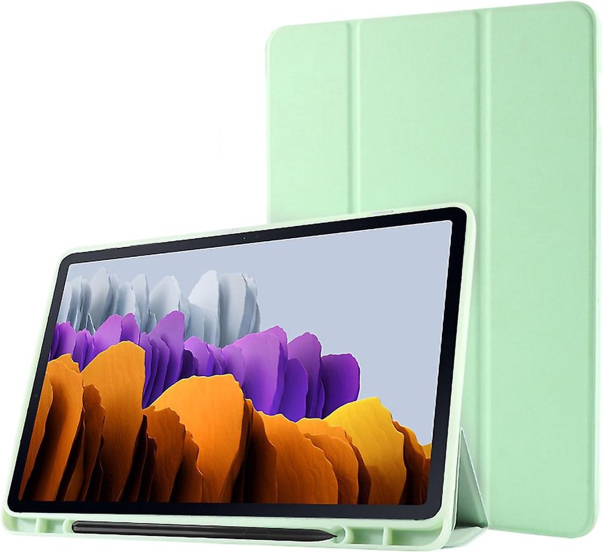 Phreeze TriFold Cover - Geschikt voor Samsung Galaxy Tablet S7 Plus 11.0 Inch Hoes - Hoes met Vouwbare Standaard en Pen Houder- Licht Groen