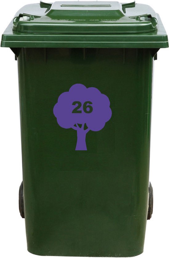 Autocollant Kliko / Autocollant poubelle - Arbre - Numéro 26 - 16,5x18,5 - Violet