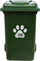 Kliko Sticker / Vuilnisbak Sticker - Hondenpoot - Nummer 30 - 18x16,5 - Zilver