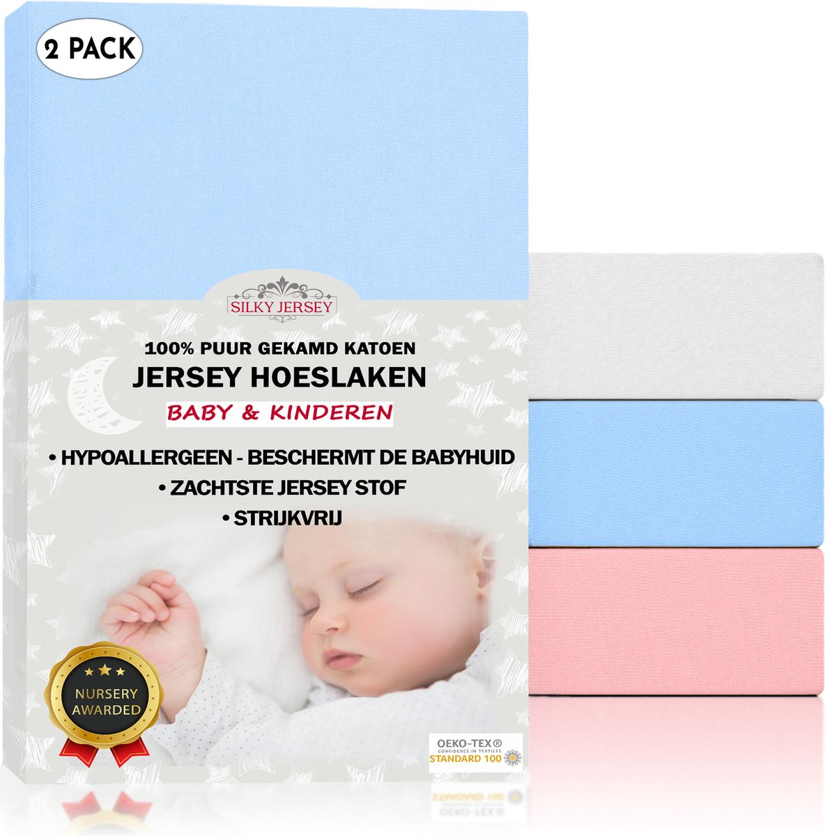 Silky Jersey (2 Stuk) Super Zachte Hoeslaken Baby & Kinderen van 100% Fijne  Katoen... | bol.com