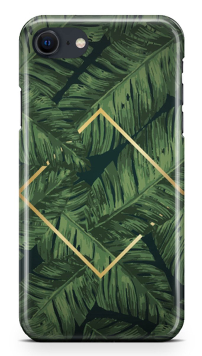 Telefoonhoesje geschikt voor Apple iPhone 8 - Premium Hardcase - Dun en glanzend - Natuurcollectie - Golden Banana Leaf - Groen