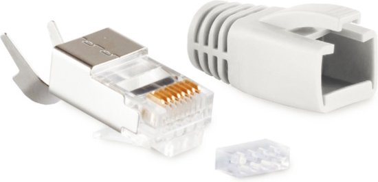 Connecteurs à sertir RJ45 (STP) pour câble réseau CAT6/6a/7/7a (fixe/flexible) - 100 pièces (3 pièces) / Gris