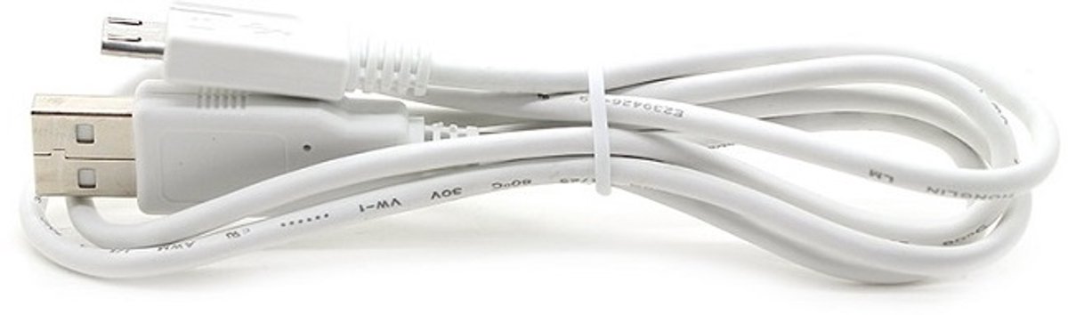 USB naar USB Micro B kabel met extra lange connector - USB2.0 / wit - 1 meter