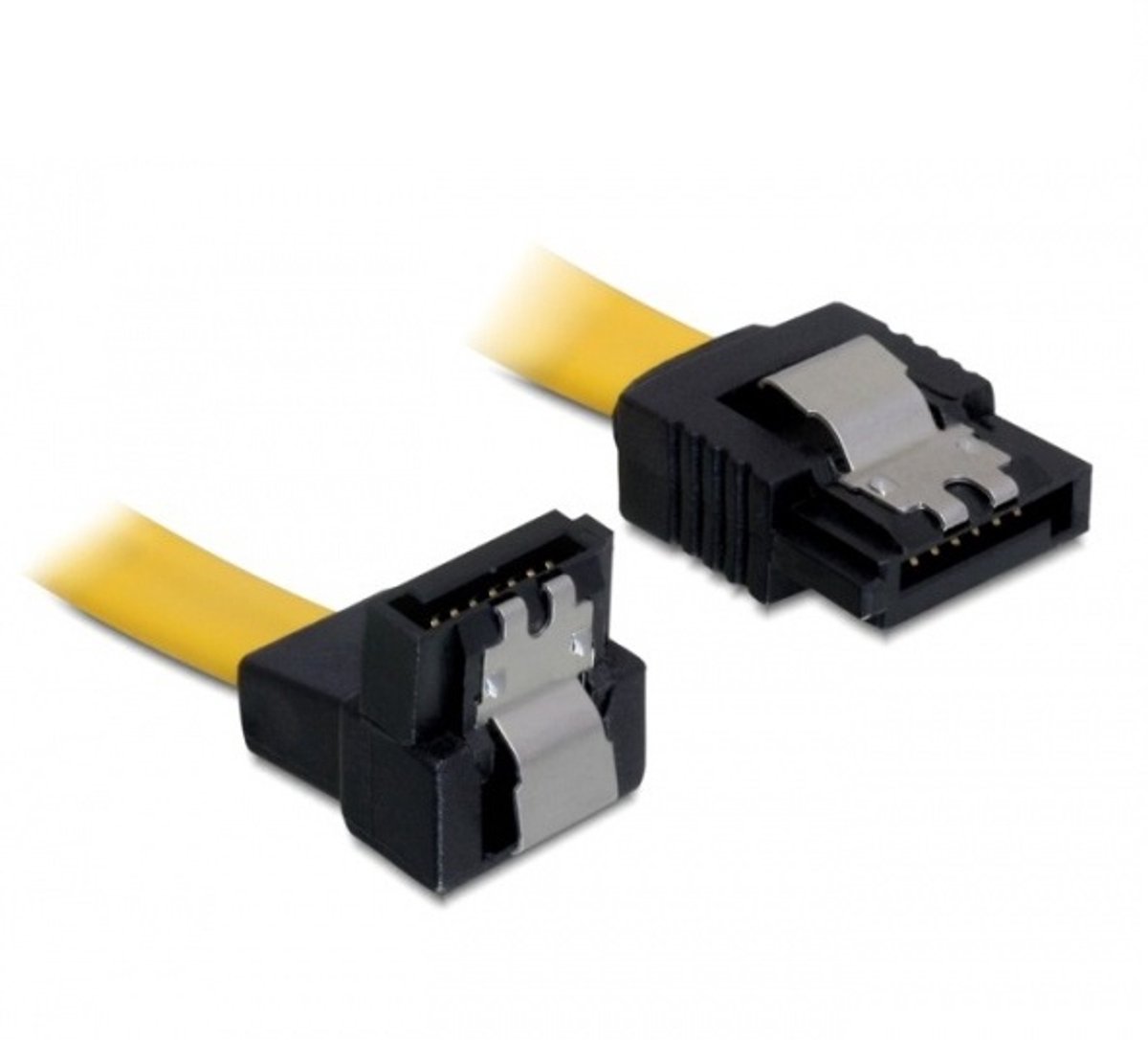 SATA datakabel - recht / haaks naar beneden - plat - SATA600 - 6 Gbit/s / geel - 0,70 meter