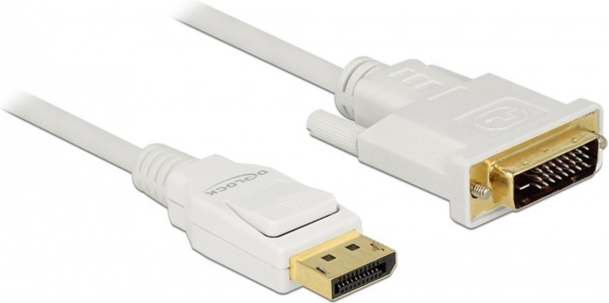 Premium DisplayPort naar DVI kabel - DP 1.2a (4K 30Hz) / wit - 1 meter