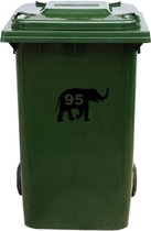 Kliko Sticker / Vuilnisbak Sticker - Olifant - Nummer 95 - 14x23 - Zwart