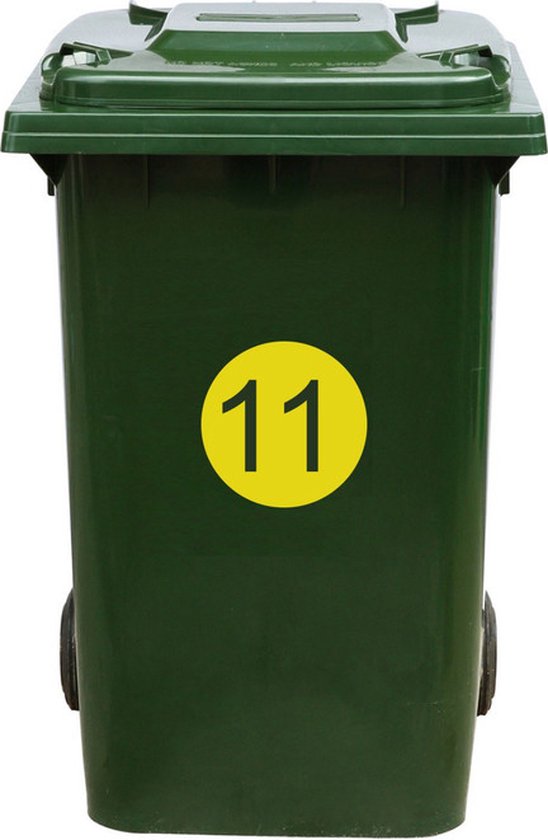 Kliko Sticker / Vuilnisbak Sticker - Nummer 11 - 17 x 17 - Geel