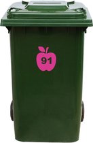 Kliko Sticker / Vuilnisbak Sticker - Appel - Nummer 91 - 16,5x20 - Roze