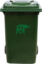 Kliko Sticker / Vuilnisbak Sticker - Olifant - Nummer 63 - 14x23 - Groen